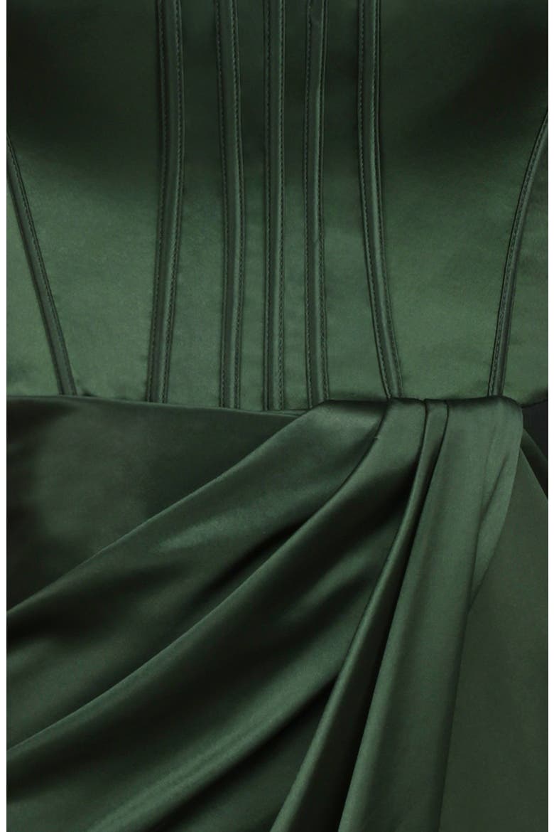 Carelle Lace-Up Strapless Satin Sheath Cocktail Dress, Alternate, color, FOREST GREEN