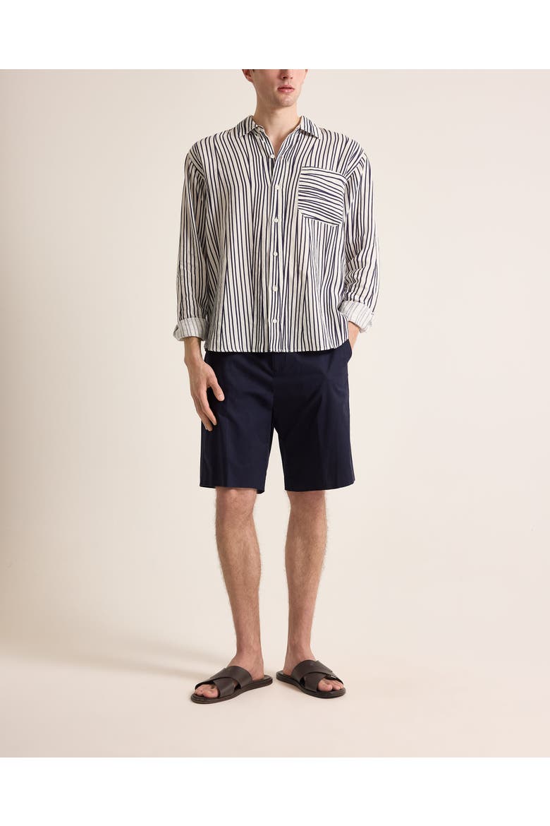 Grasmoor Linen Relaxed Fit Linen Stripe Shirt, Main, color, White Sand/Night Iris