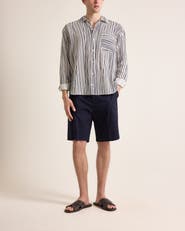 Orlebar Brown Grasmoor Linen Relaxed Fit Linen Stripe Shirt