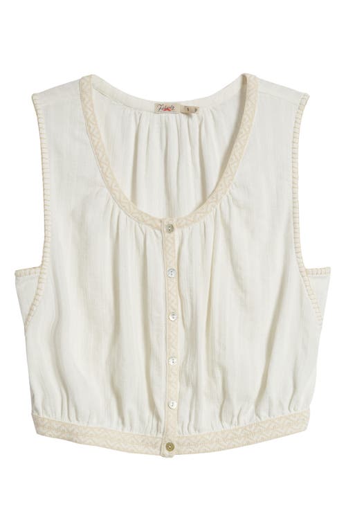 Faherty Isla Embroidered Organic Cotton Button-up Tank In Egret