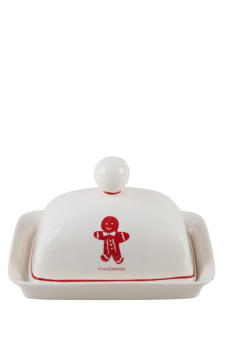 HOME ESSENTIALS AND BEYOND 7" L Gingerbread Butter Dish, Main, color, 