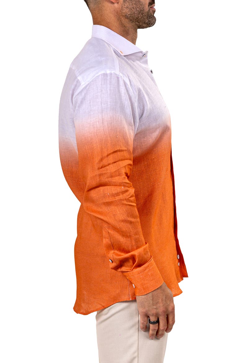 Eins Marthy Contemporary Fit Linen Button-Up Shirt, Alternate, color, ORANGE