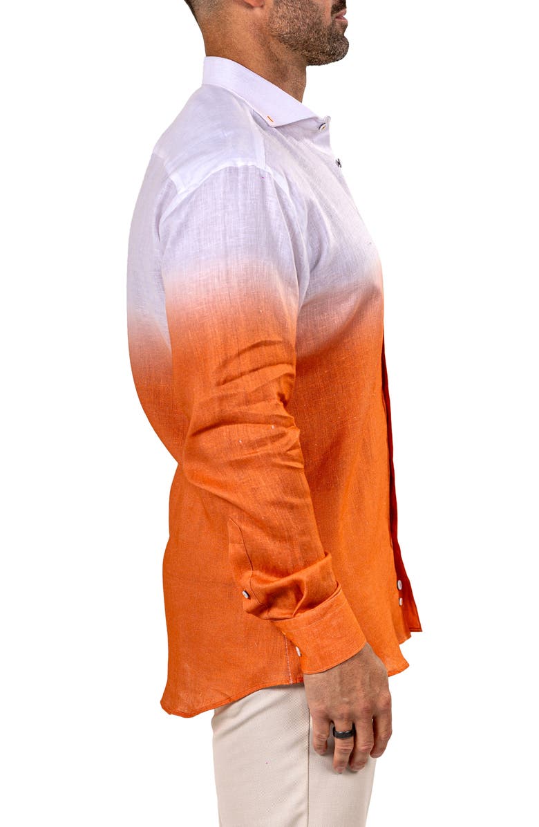 Maceoo Eins Marthy Contemporary Fit Linen Button-Up Shirt, Alternate, color, Orange