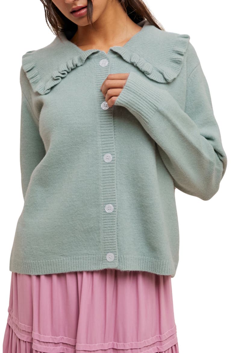 Peter Pan Collar Cardigan, Main, color, G MINT