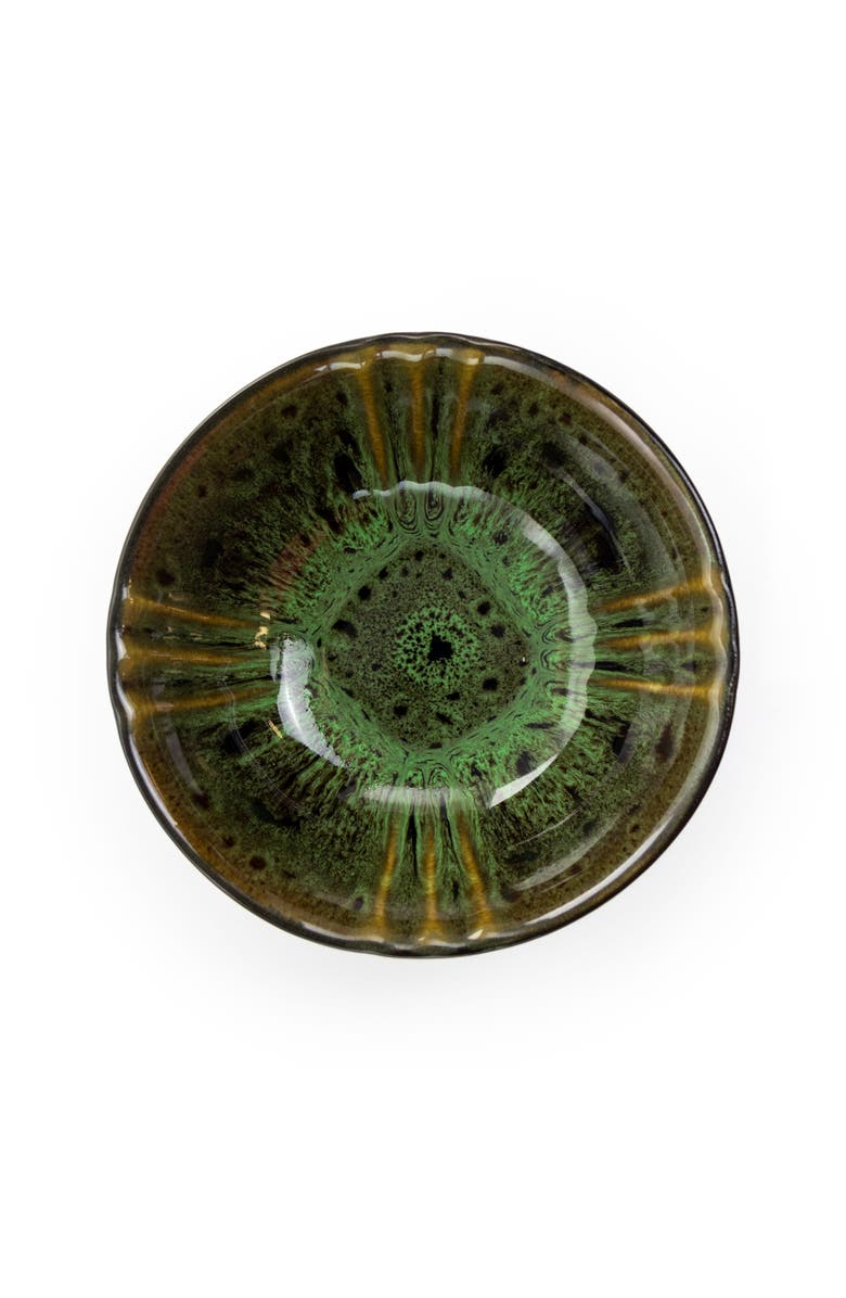 Elama Jade Waves 16 Piece Stoneware Dinnerware Set, Alternate, color, Green