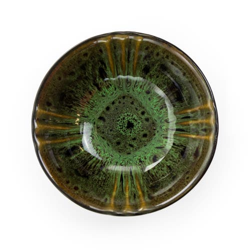 Elama Jade Waves 16 Piece Stoneware Dinnerware Set In Green