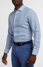 David Donahue Linen Check Sport Shirt