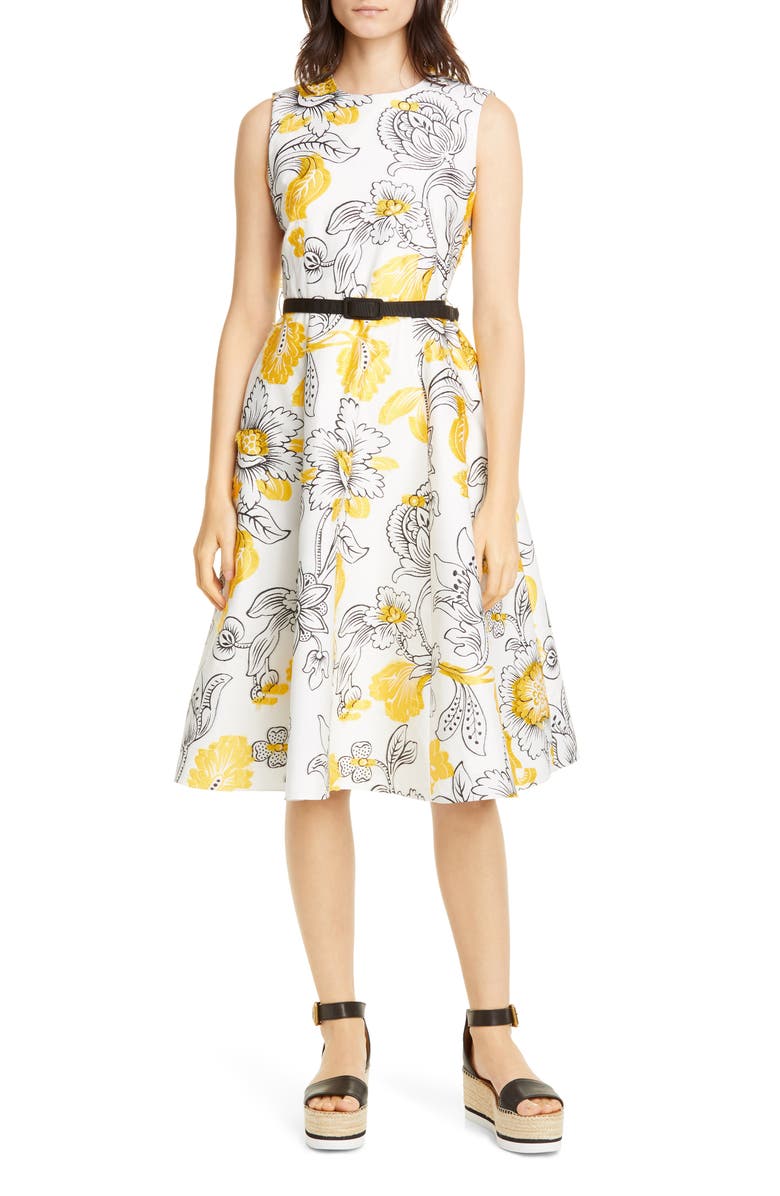 Erdem Floral Embroidered Fil Coupé Fit & Flare Dress, Main, color,