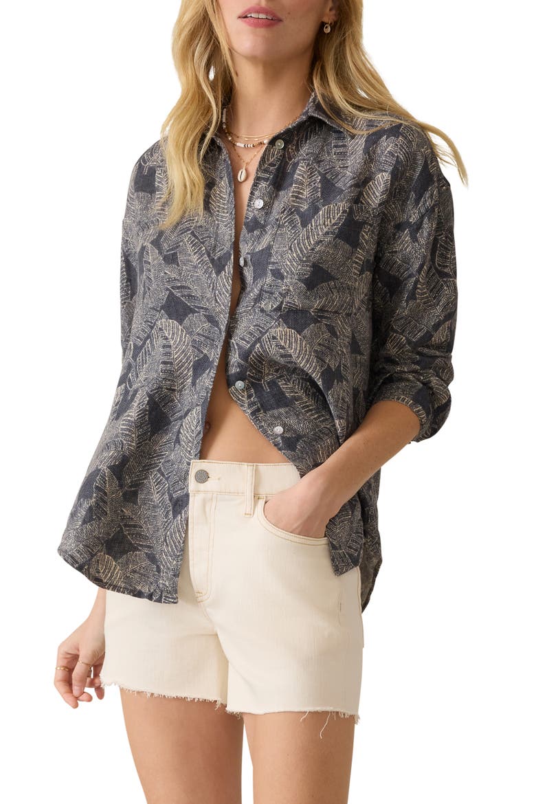 Palma Linen Shirt, Main, color, CHARCOAL BANANA LEAF