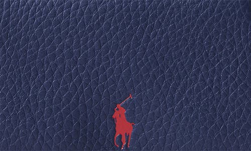 Polo Ralph Lauren Shiny Drum Pebble Leather Card Case In Red