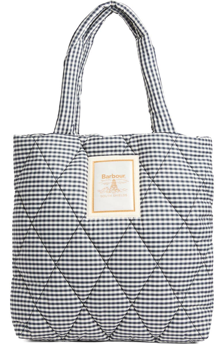 Barbour Riah Gingham Diamond Quilted Tote, Main, color, Gingham Check