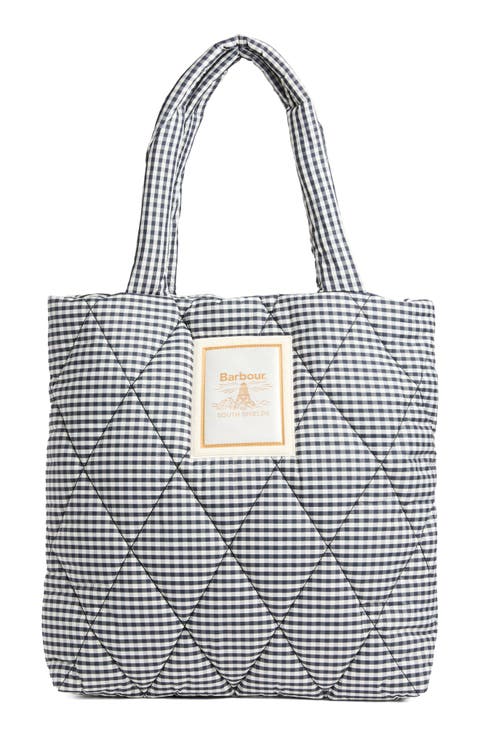 Riah Gingham Diamond Quilted Tote