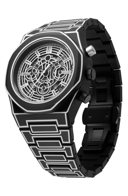 D1 Milano Polycarbonate Skeleton Chronograph 40.5mm In Black