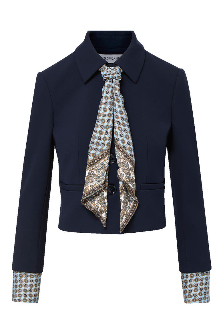 Ismena Jacket with Removable Scarf & Sleeve Cuffs, Alternate, color, NAVY