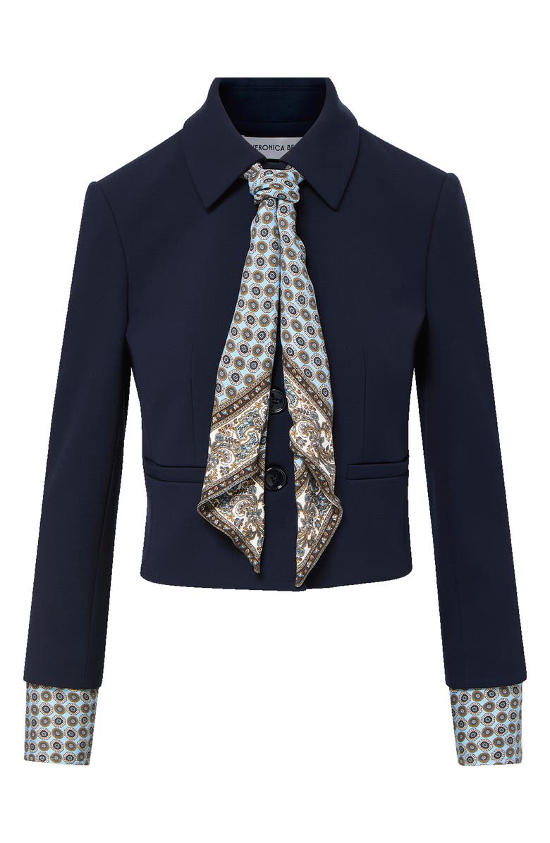 Veronica Beard Ismena Jacket with Removable Scarf & Sleeve Cuffs, Alternate, color, Navy
