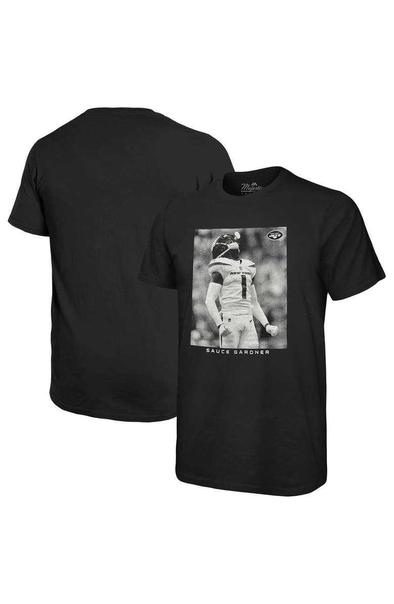 Majestic Threads Men's Majestic Threads Sauce Gardner Black New York Jets Oversized Player Image T-Shirt, Main, color, 
