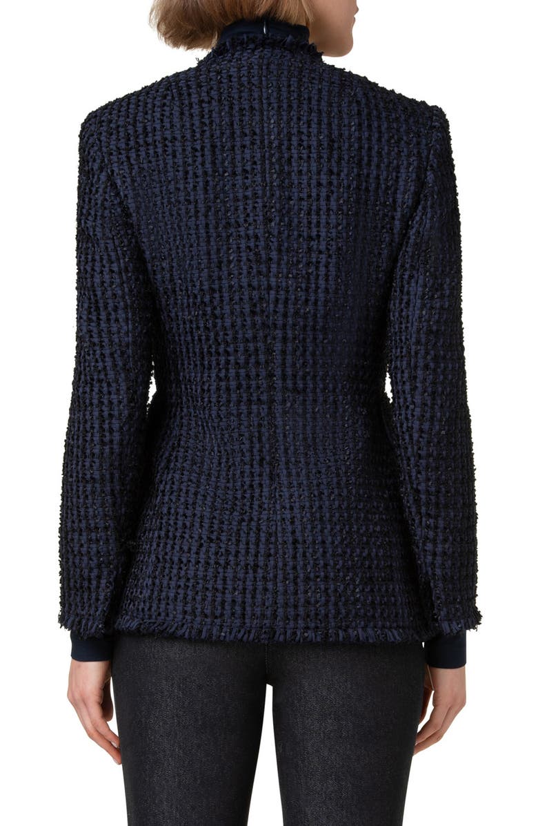 Akris punto Double Breasted Open Front Tweed Jacket, Alternate, color, 