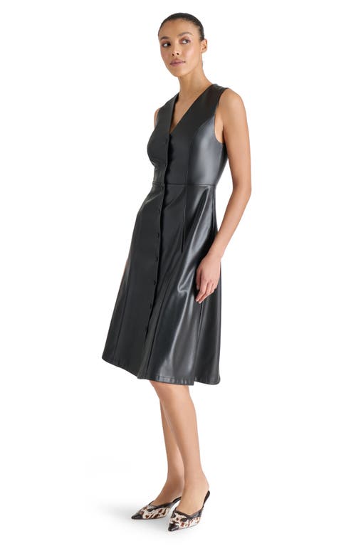 Steve Madden Bridgette Faux Leather Dress In Black