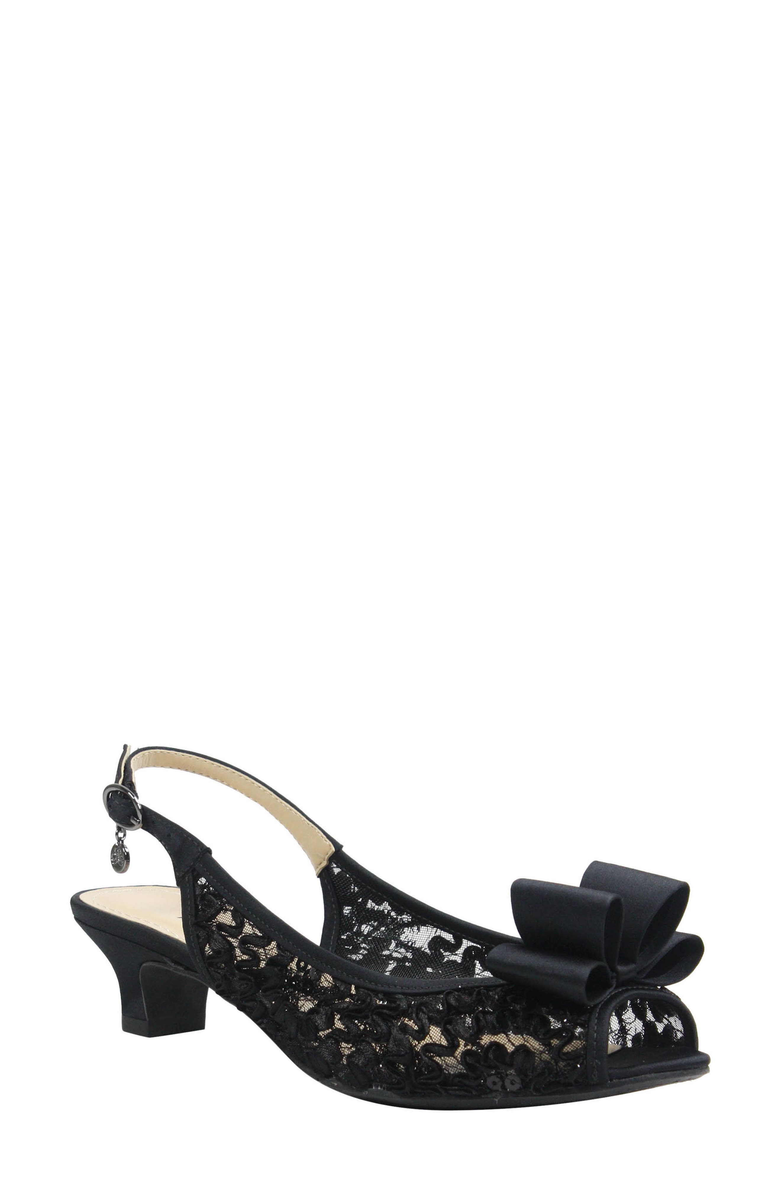Landan Bow Slingback Sandal, Main, color, BLACK LACE