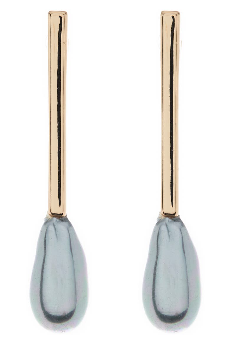 Pearlescent Droplet Stick Earrings, Main, color, GREY- GOLD