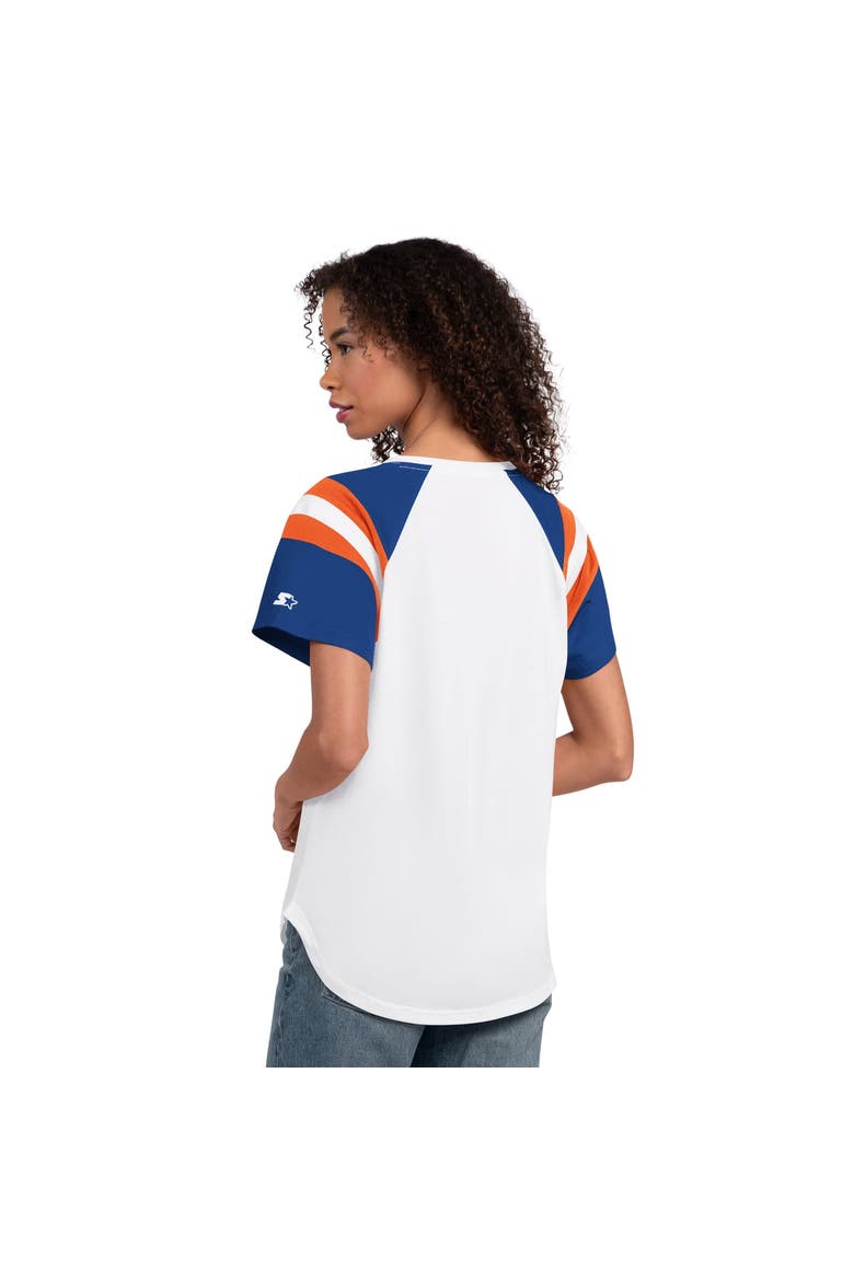 Women's Starter  White New York Mets Game On Notch Neck Raglan T-Shirt, Alternate, color, White