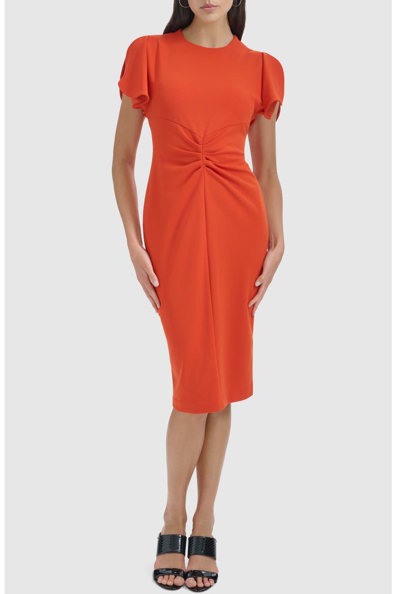 Ruched Front Sheath Dress, Main, color, CLAY