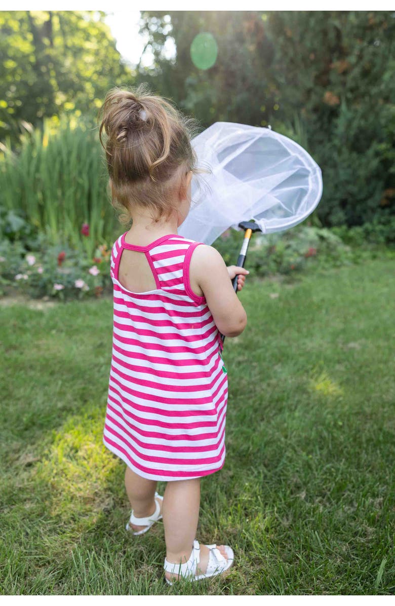 Florence Eiseman Stripe Knit Dress With Flower, Alternate, color, Fuchsia/White