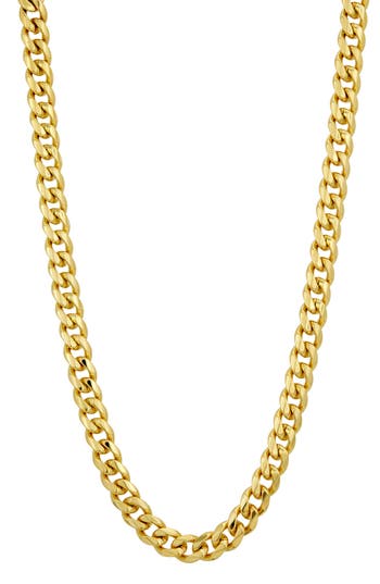 Savvy Cie Jewels Flat Curb Chain Necklace In Yellow