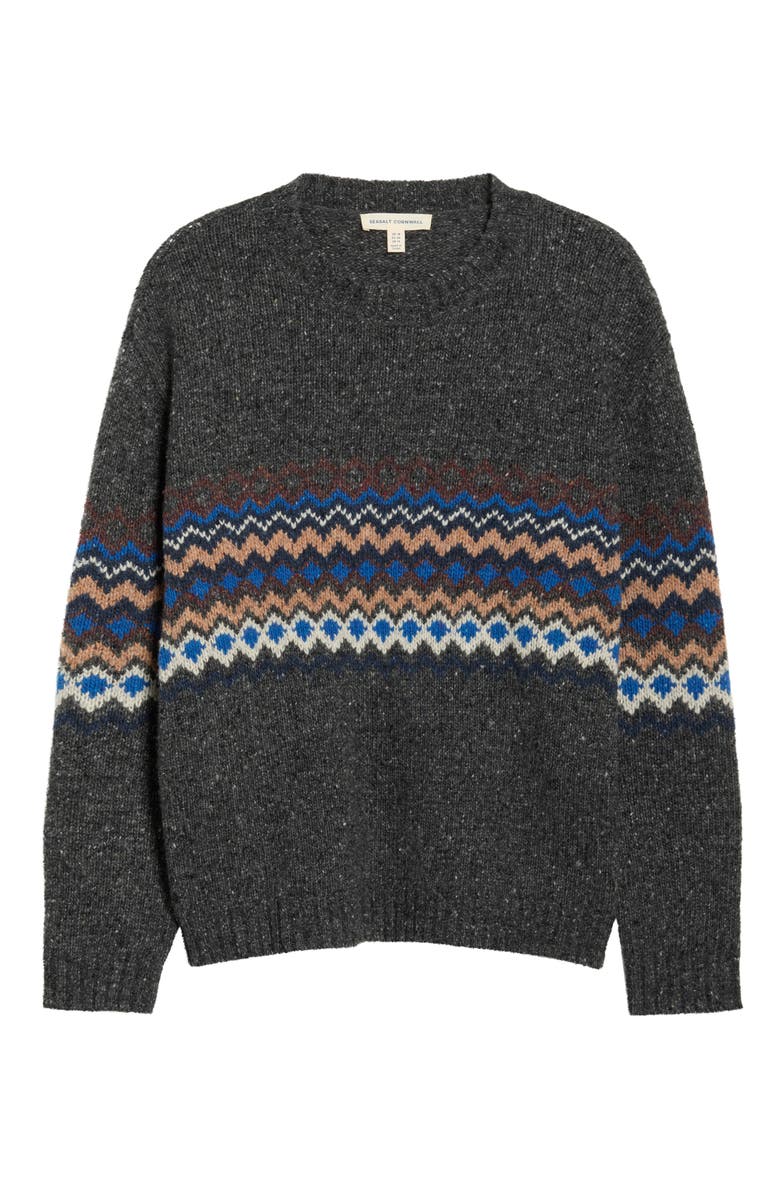 Seasalt Cornwall Golden Light Fair Isle Merino Wool Blend Crewneck Sweater, Alternate, color, Sonata Coal Jetty Mix