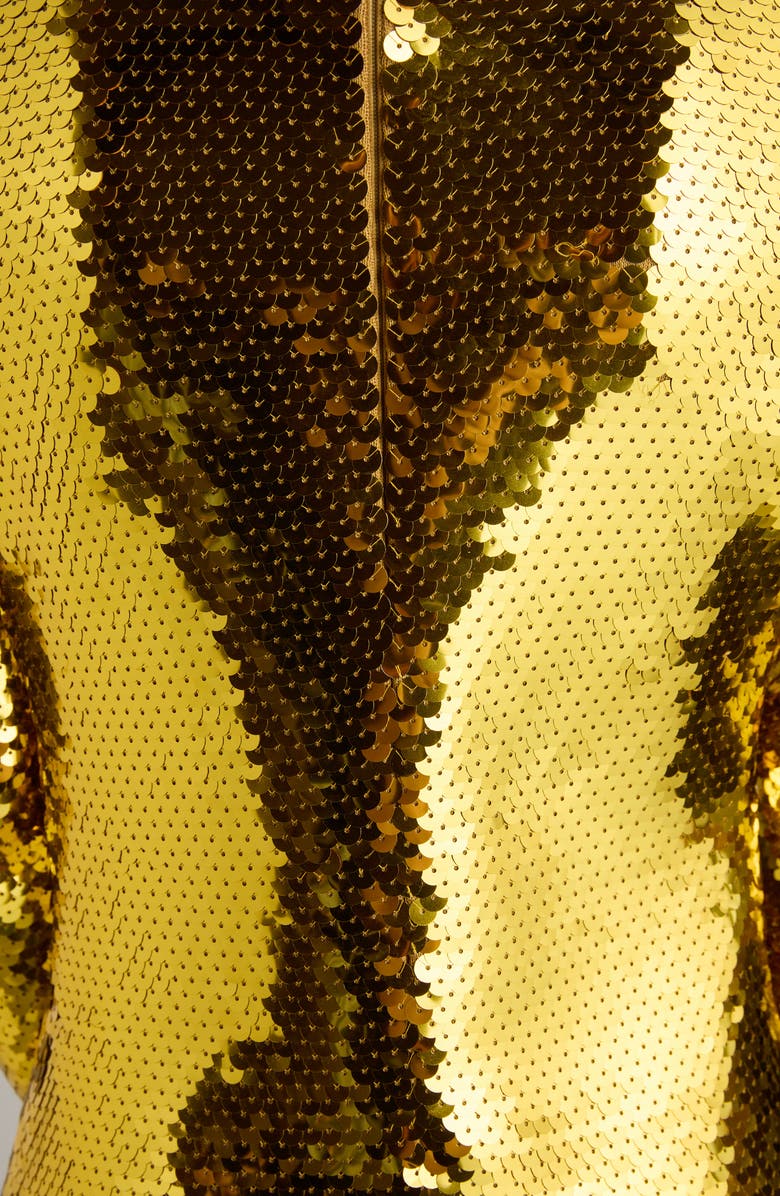 Bottega Veneta Sequin Long Sleeve Knit Gown, Alternate, color, 8480 Gold