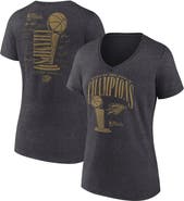 FANATICS Women's Fanatics  Heather Charcoal Oklahoma City Thunder 2025 NBA Finals Champions Double Dribble V-Neck T-Shirt