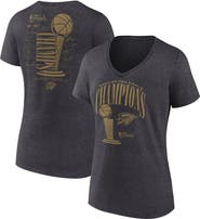 FANATICS Women's Fanatics  Heather Charcoal Oklahoma City Thunder 2025 NBA Finals Champions Double Dribble V-Neck T-Shirt