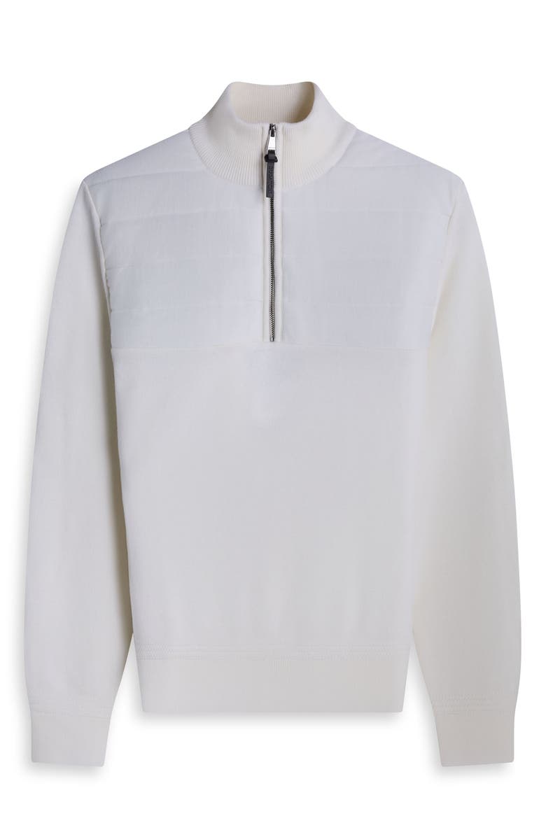 Bugatchi Merino Wool Quarter Zip Polo Sweater, Alternate, color, Chalk