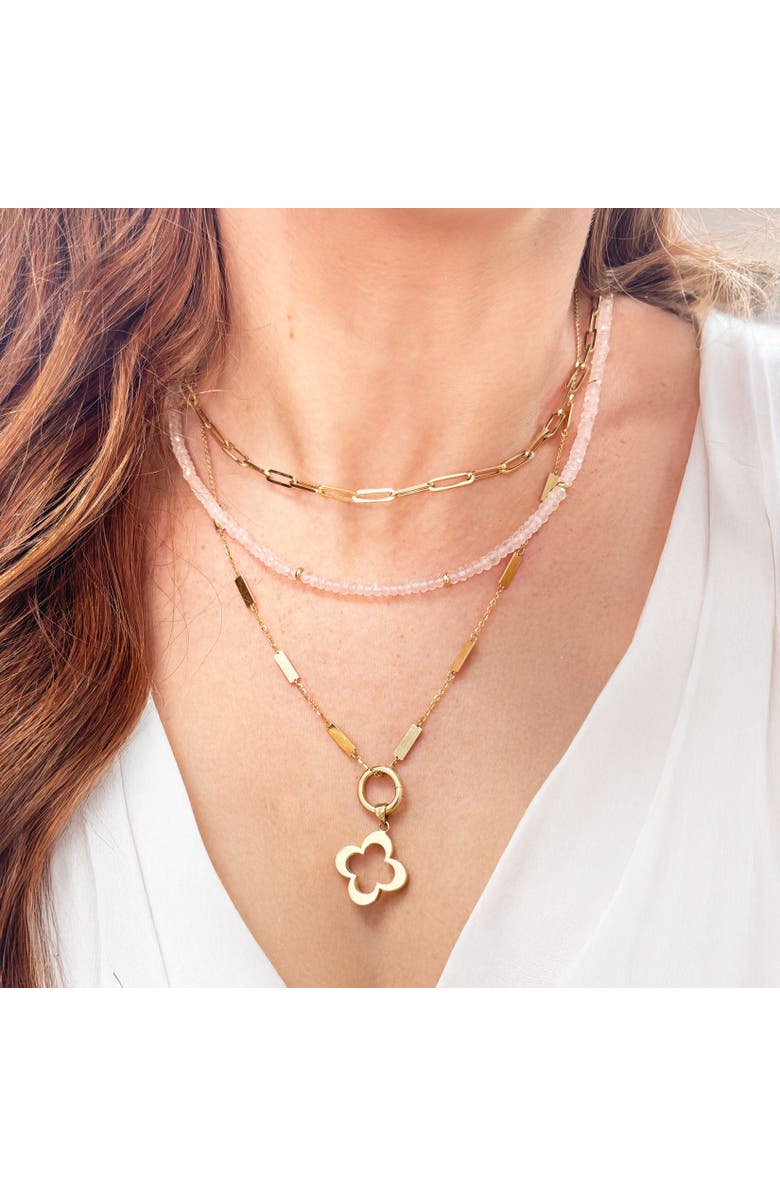 The Lovery Fine Jewelry Rose Quartz Bead Necklace, Alternate, color, Rose Quartz