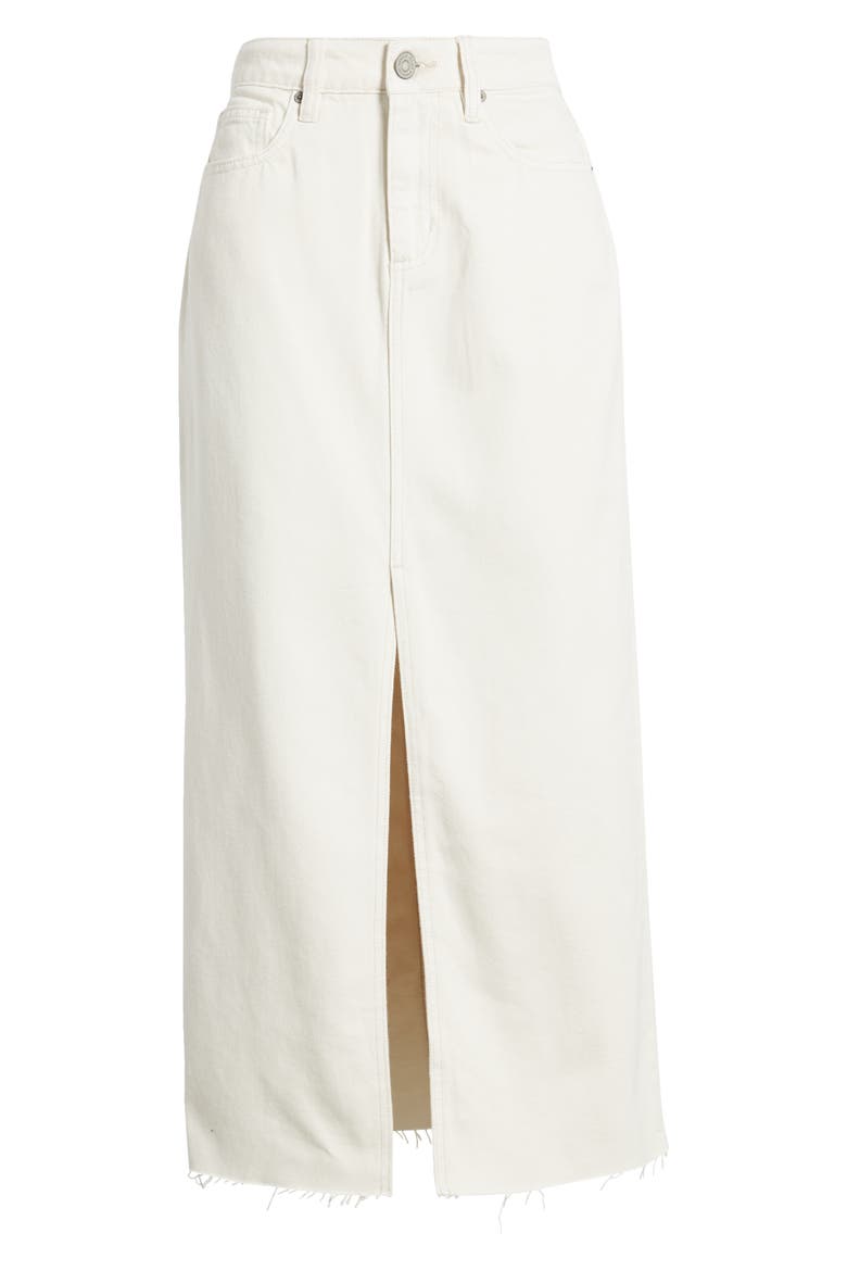 Front Slit Denim Midi Skirt, Alternate, color, WHITE