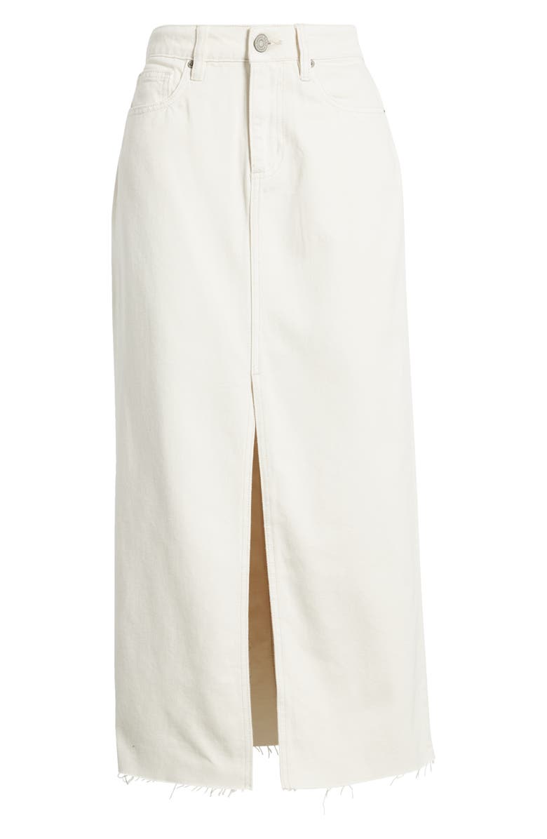 HIDDEN JEANS Front Slit Denim Midi Skirt, Alternate, color, White