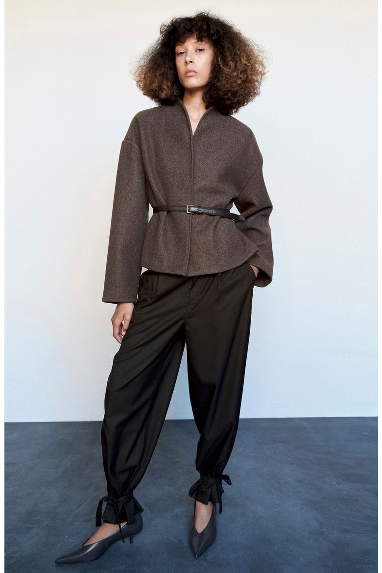 Bow Detail Baggy Pants, Alternate, color, CHOCOLATE