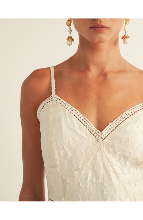 Arose Studio Sam Floral Jacquard Tiered Organza Midi Dress In White