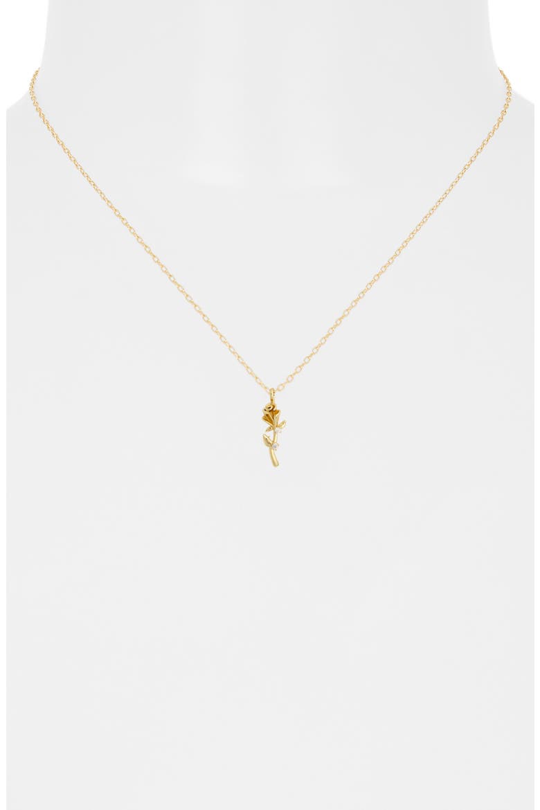 Cubic Zirconia Rose Pendant Necklace, Alternate, color, CLEAR- GOLD
