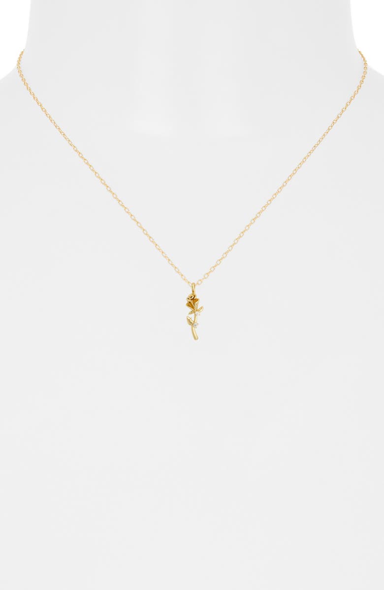 NORDSTROM RACK Cubic Zirconia Rose Pendant Necklace, Alternate, color, Clear- Gold