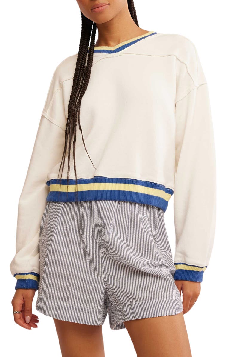 Free People Rio Crop Sweatshirt, Main, color, Ivory Combo