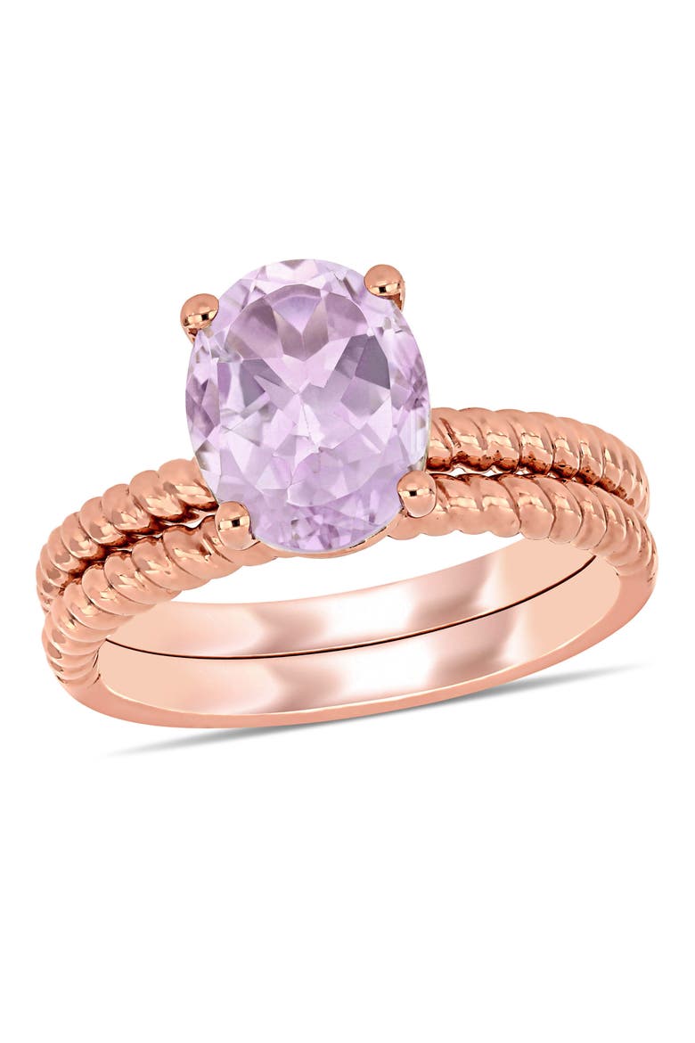 Rose de France Twist Bridal Ring Set 14k, Main, color, Rose de France