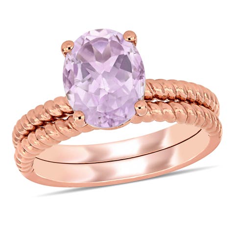 Rose de France Twist Bridal Ring Set 14k