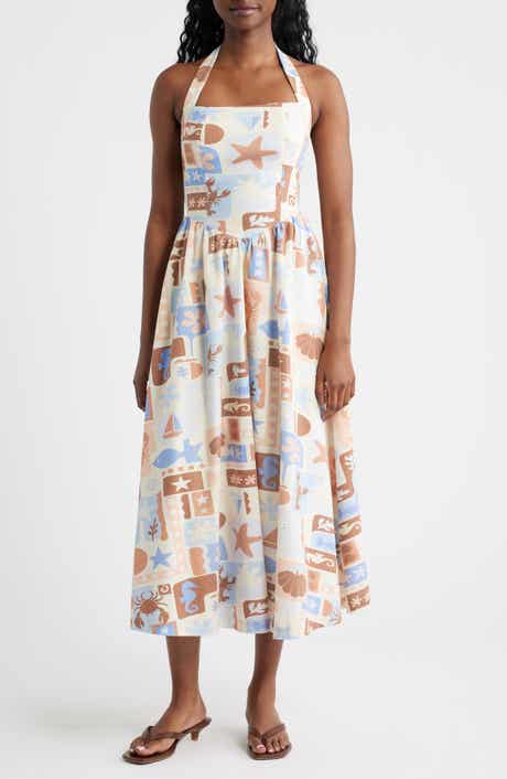 Beach Print Halter Sundress