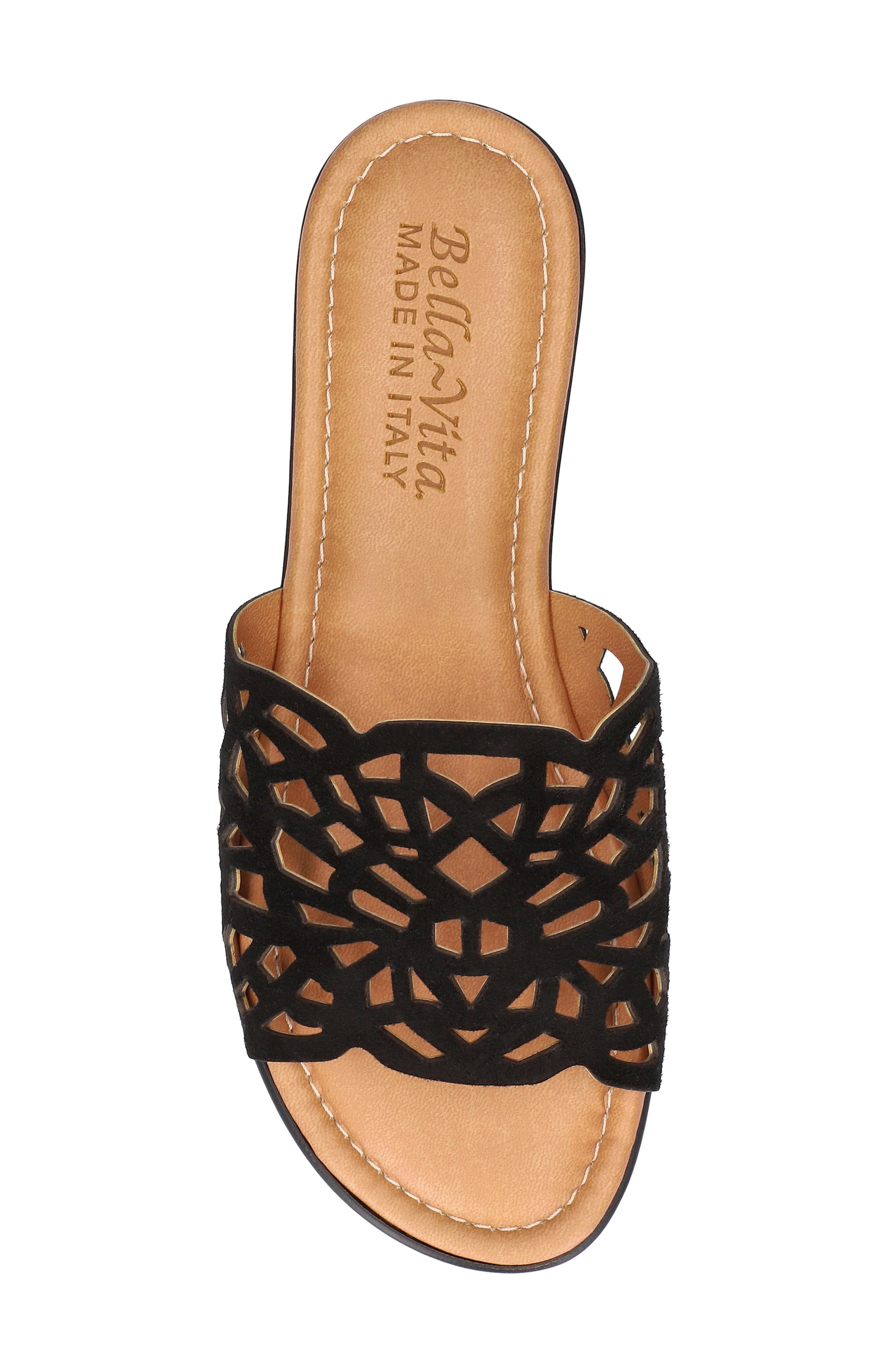 Bella Vita Cas-Italy Wedge Slide Sandal, Alternate, color, Black Italian Leather