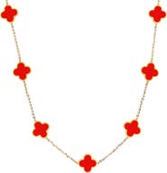 The Lovery Fine Jewelry Small Coral Clover Necklace