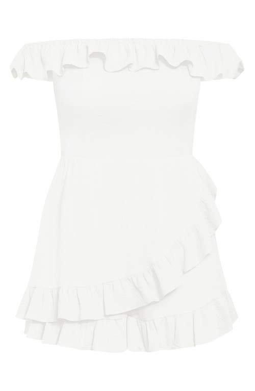 City Chic Christa Ruffle Crepe Romper In Multi