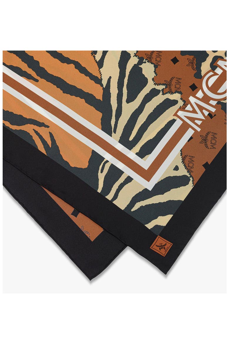 Animalier Silk Scarf, Alternate, color, Cognac