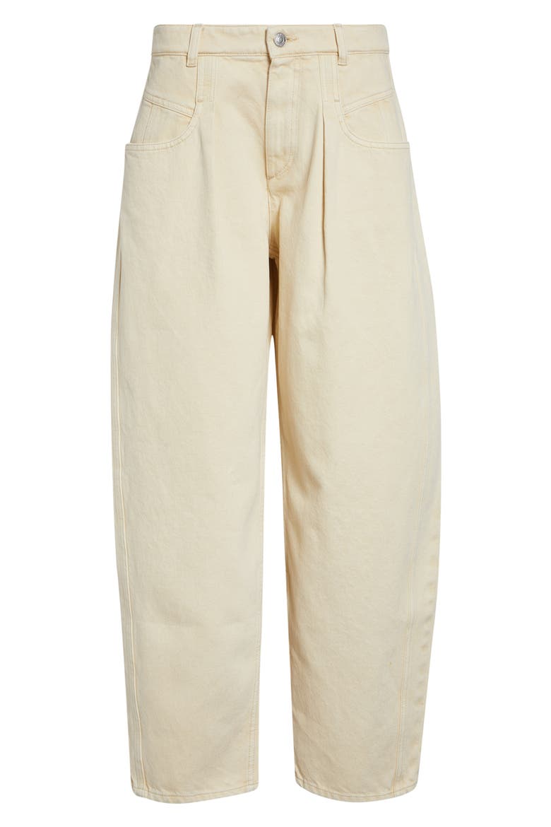Lisha Pleated Barrel Leg Jeans, Alternate, color, BEIGE