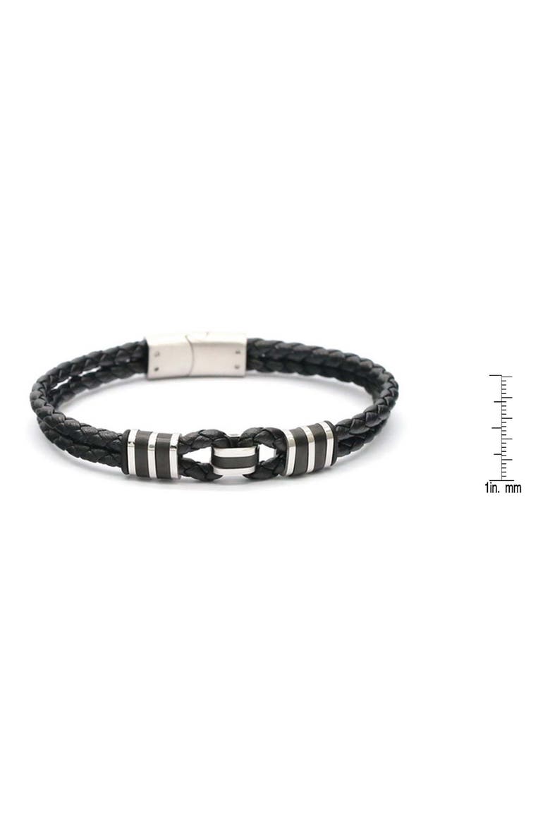 Men's Braided Leather Bracelet, Alternate, color, BLACK